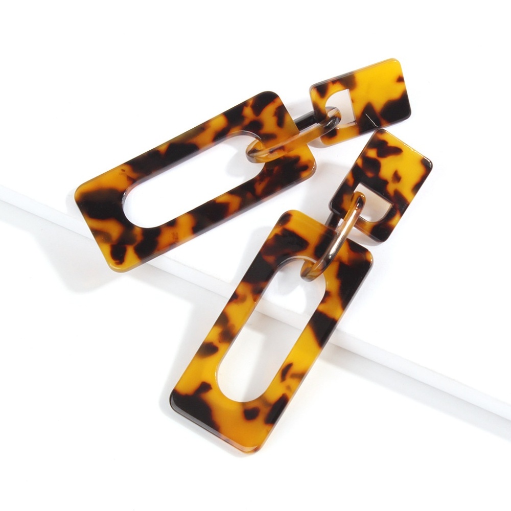 Tortoise Shell Drop Dangle Earrings - Picture 2 of 3
